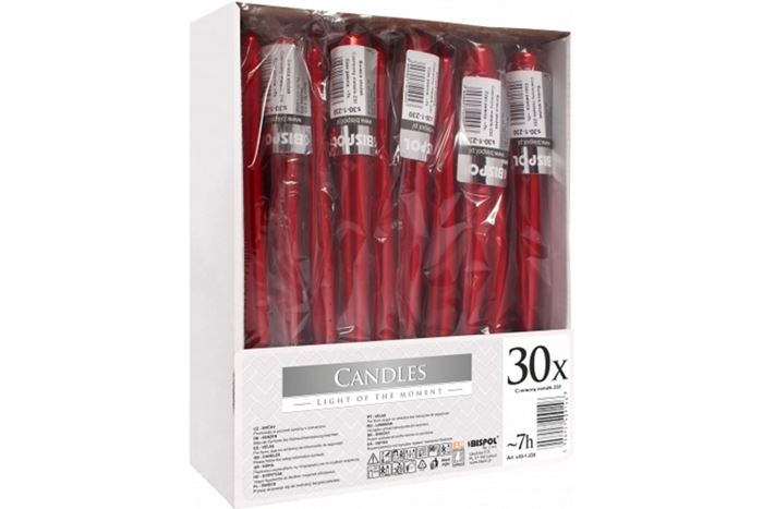 30LU JELATİNLİ ŞAMDAN MUM PARLAK KIRMIZI resmi