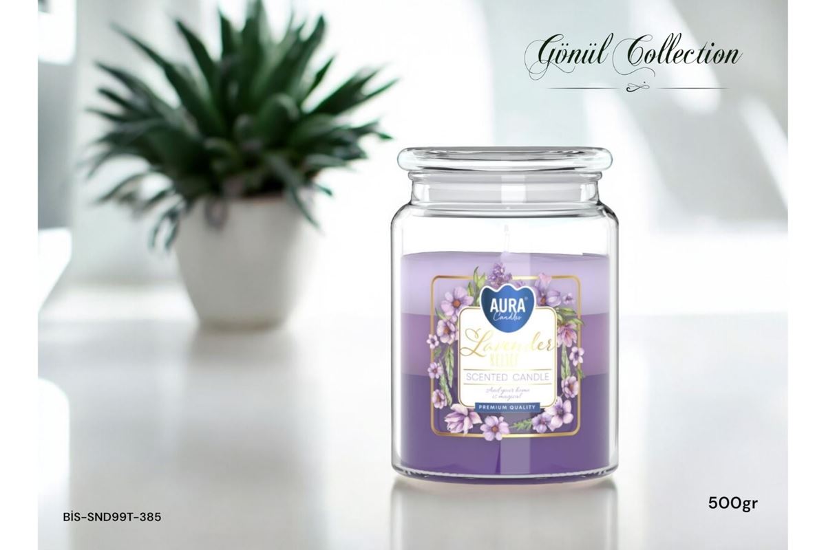 KAPAKLI KAVANOZ MUM LAVENDER K:6 resmi