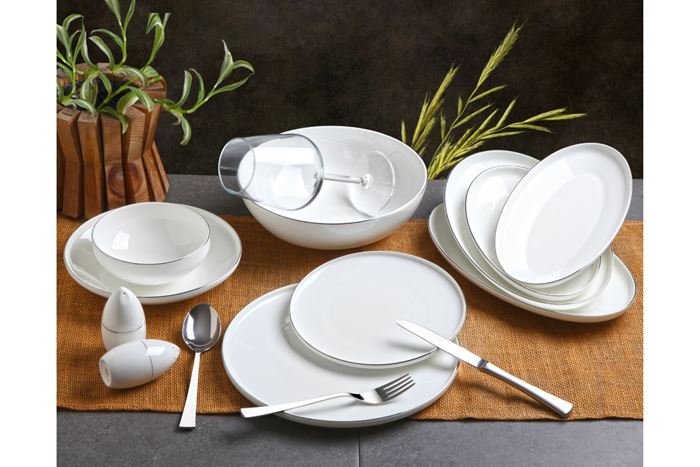 55 PARÇA SILVER BONE CHINA YEMEK TAKIMI resmi