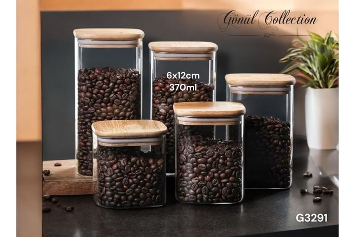 BOROSİLİKAT CAM KAVANOZ 6X6X12CM resmi