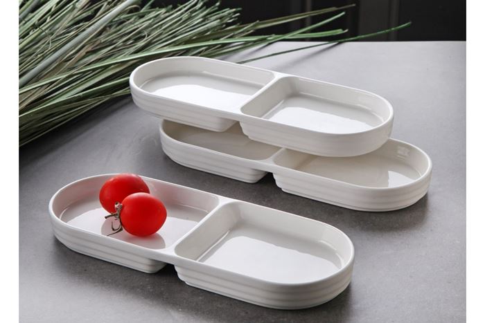 PORSELEN 2 BÖLMELİ ÇEREZLİK 25,2X10X2,3 CM resmi