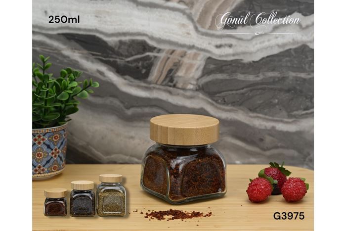BAMBU KAPAKLI CAM KAVANOZ 250ML resmi