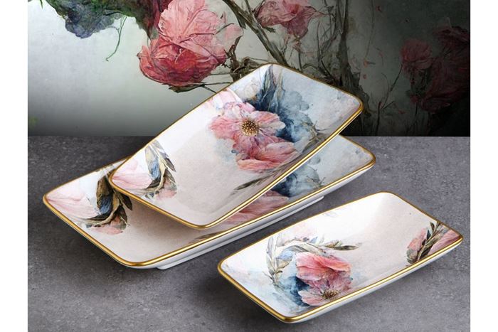 PINK SERAMİK 3LÜ KAYIK TABAK resmi