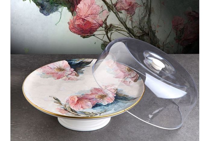 PINK SERAMİK AYAKLI KEK FANUSU resmi