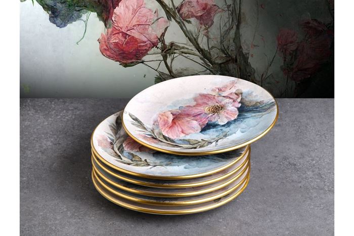 PINK SERAMİK 6LI PASTA TABAĞI resmi