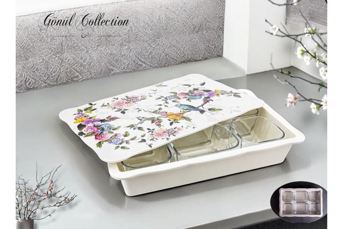 MELAMİN 6LI DİKDÖRTGEN KAHVALTILIK FLORE resmi