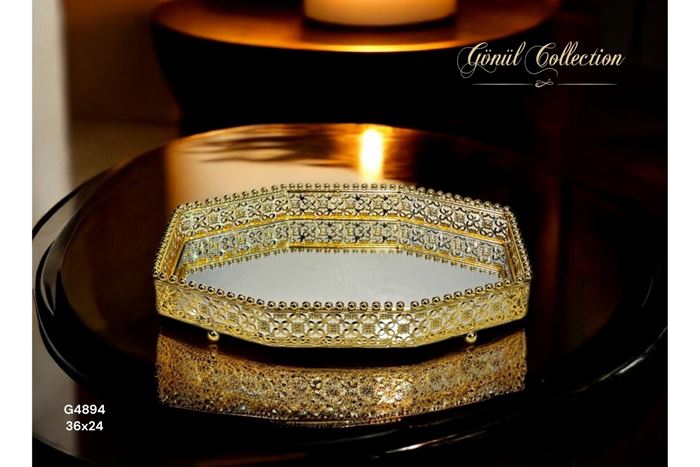 DEKORATİF AYNALI TEPSİ 36x24x6 resmi