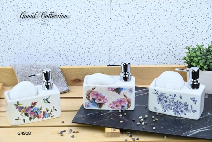 PORSELEN SÜNGERLİ SIVI SABUNLUK resmi