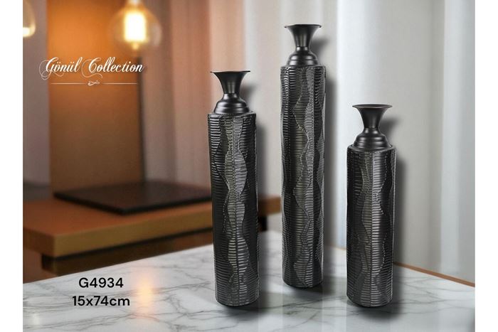 METAL DEKORATİF VAZO 15x74 resmi