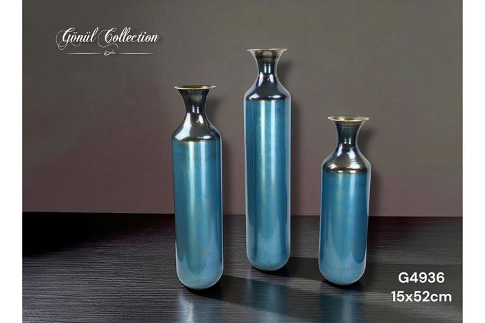 METAL DEKORATİF VAZO 14.5x52 resmi
