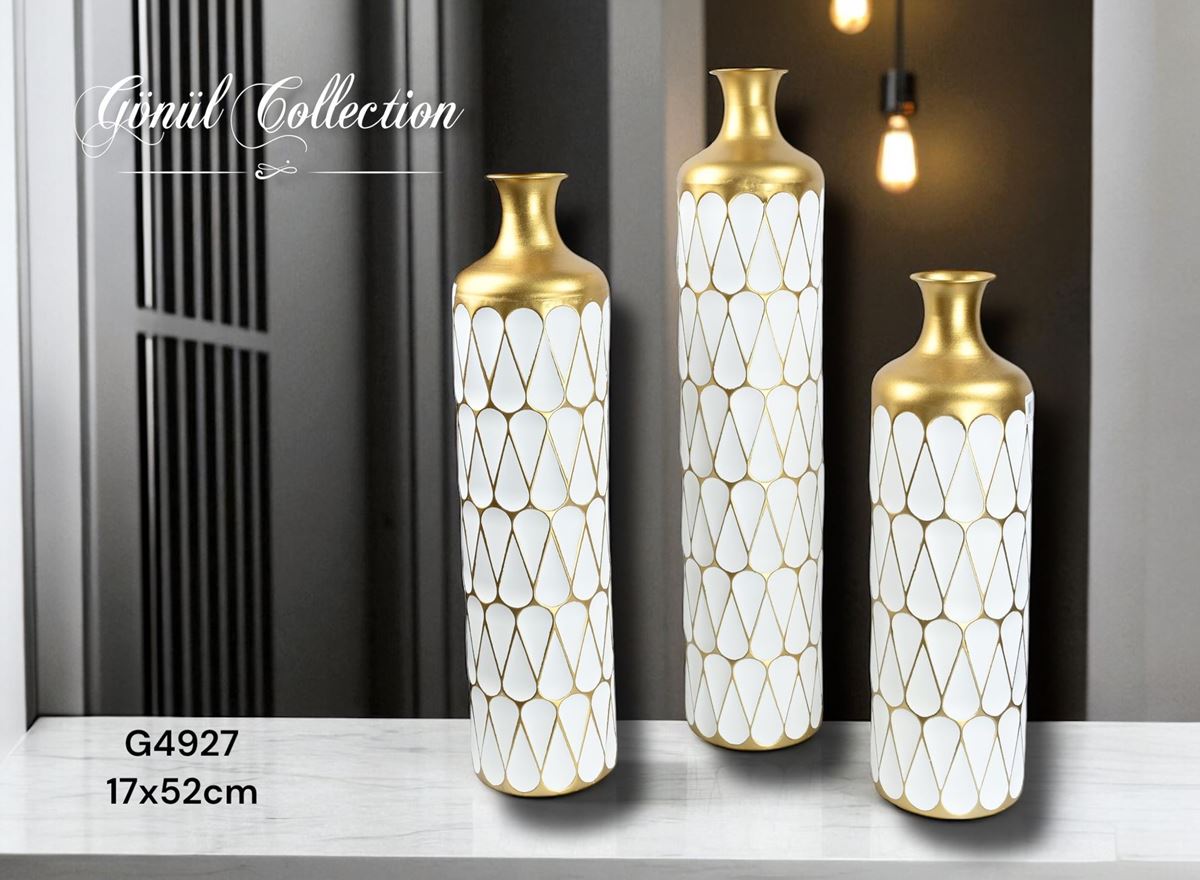 METAL DEKORATİF VAZO 17X52 resmi