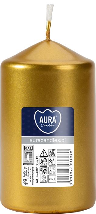 SİLİNDİR MUM 60X100 GOLD resmi