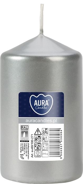 SİLİNDİR MUM 60X100 SILVER resmi