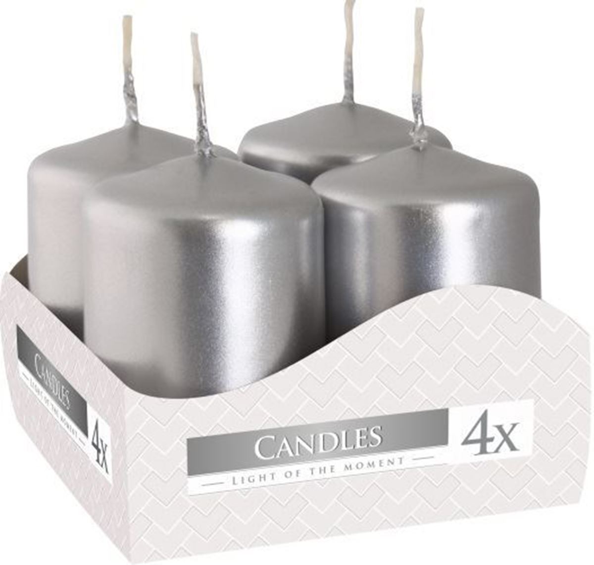4LÜ SİLİNDİR MUM 40X60 SILVER METALIC  K:12 resmi