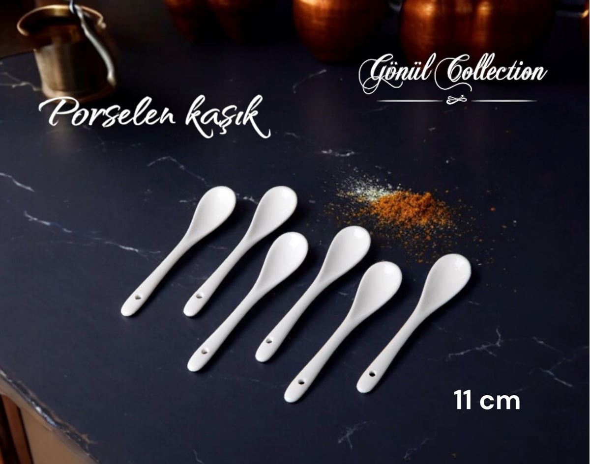 PORSELEN 6LI ÇAY KAŞIĞI 11CM resmi