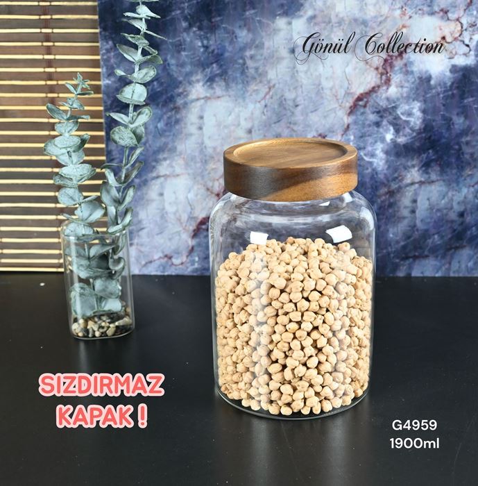 BAMBU KAPAKLI CAM KAVANOZ 13X18 resmi