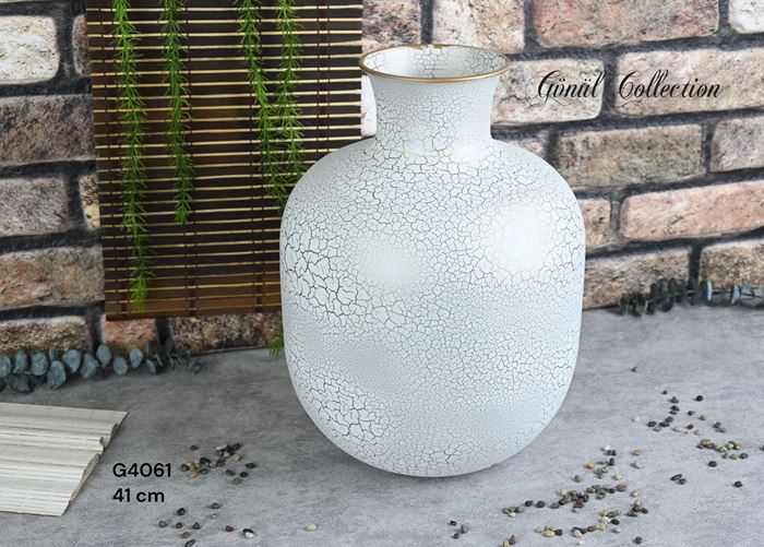 METAL VAZO 28X41CM BEYAZ resmi