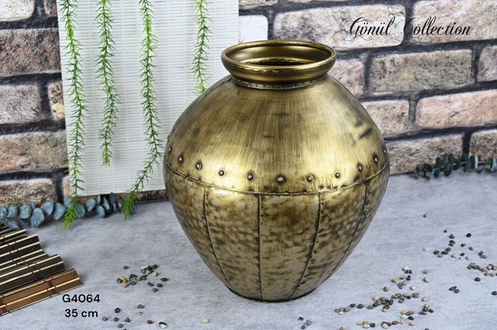 METAL VAZO 30X34.5CM SARI resmi