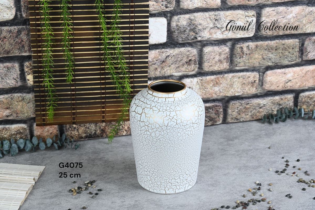 METAL VAZO 17X23CM BEYAZ resmi