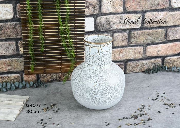 METAL VAZO 23X31CM BEYAZ resmi