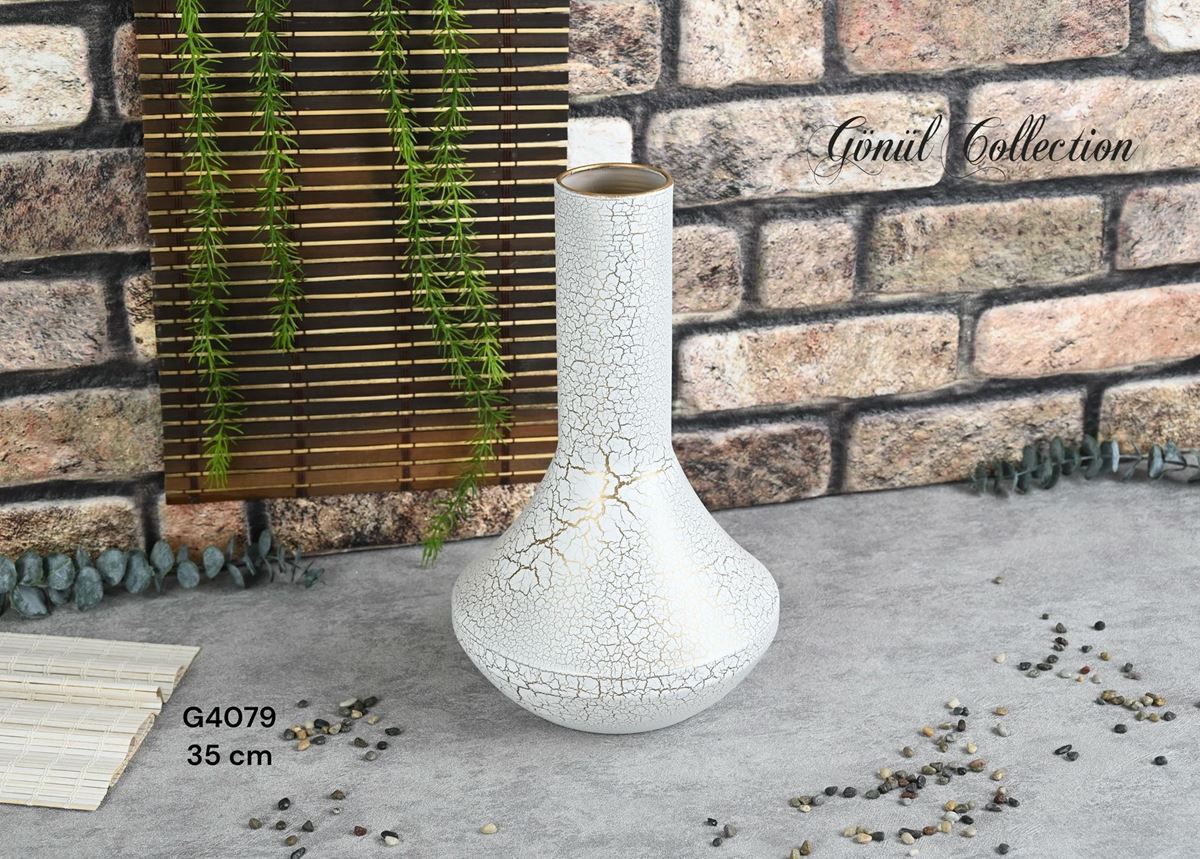 METAL VAZO 21X34.5CM BEYAZ resmi