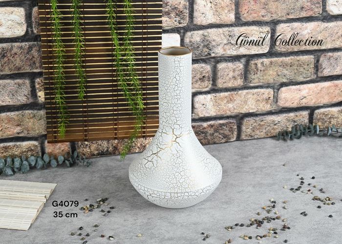 METAL VAZO 21X34.5CM BEYAZ resmi