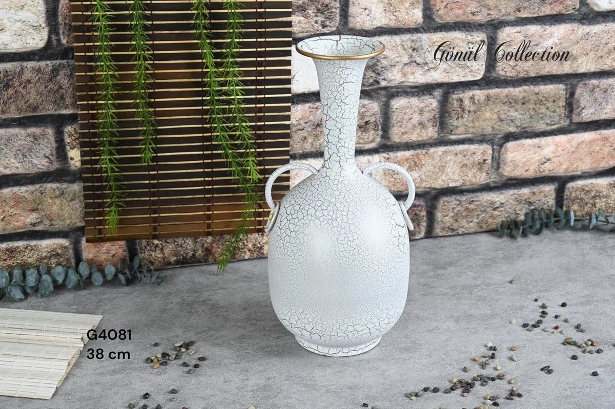 METAL VAZO 18X38.5CM BEYAZ resmi