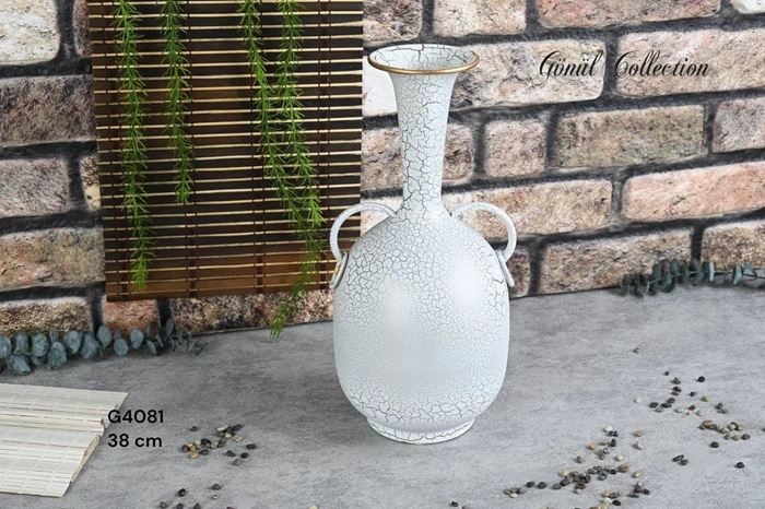 METAL VAZO 18X38.5CM BEYAZ resmi