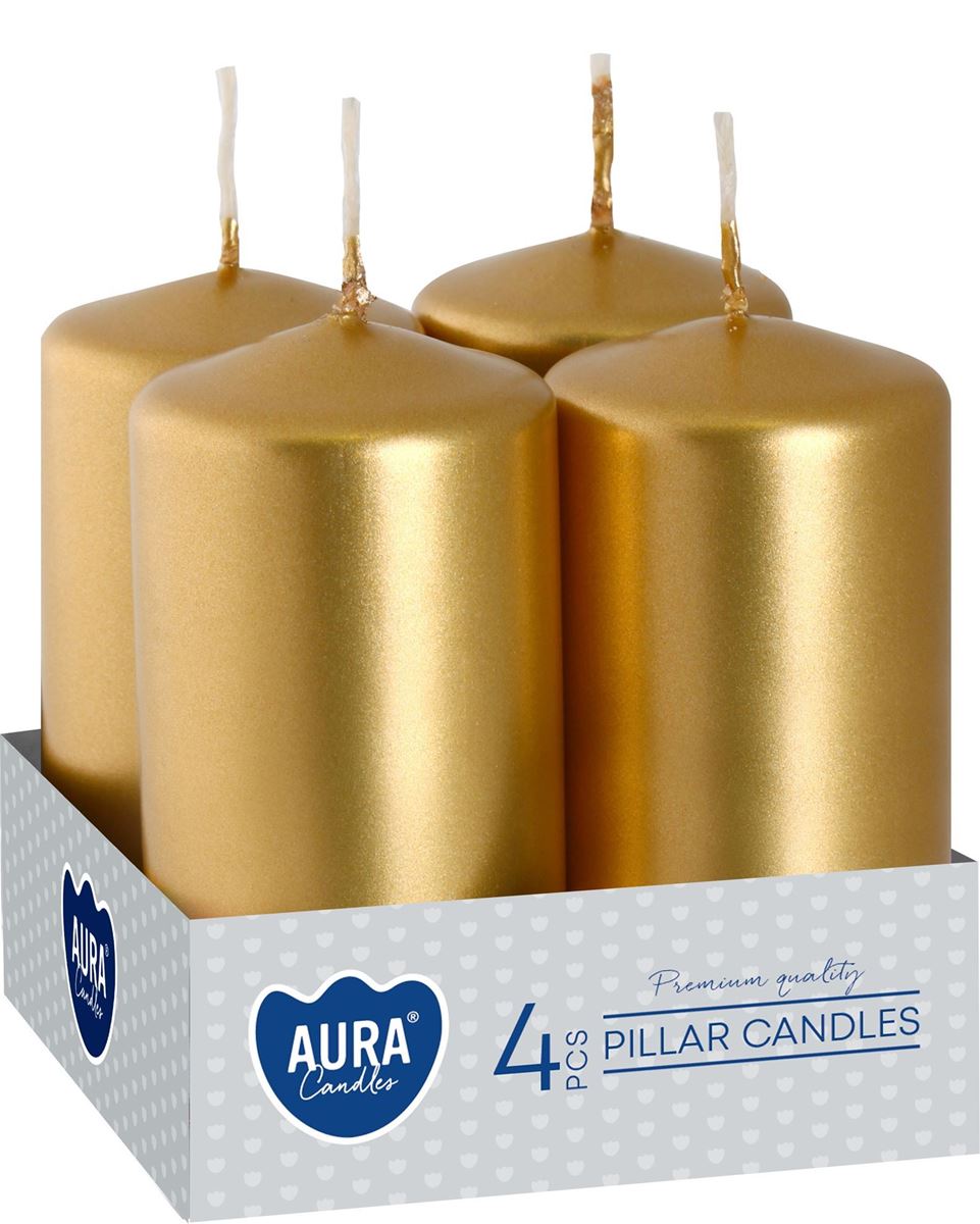 4LÜ SİLİNDİR MUM 40X80 GOLD METALİC resmi