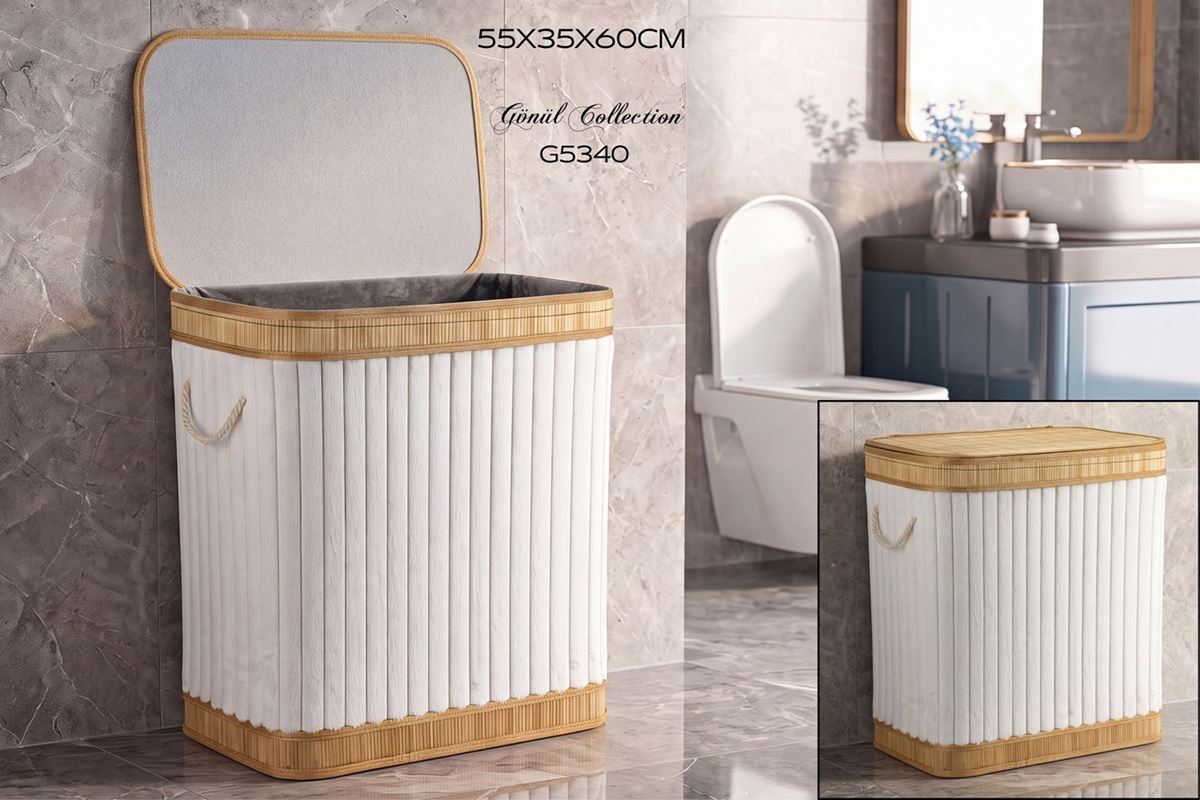 BAMBU ÇAMAŞIR SEPETİ 52X32X60CM resmi