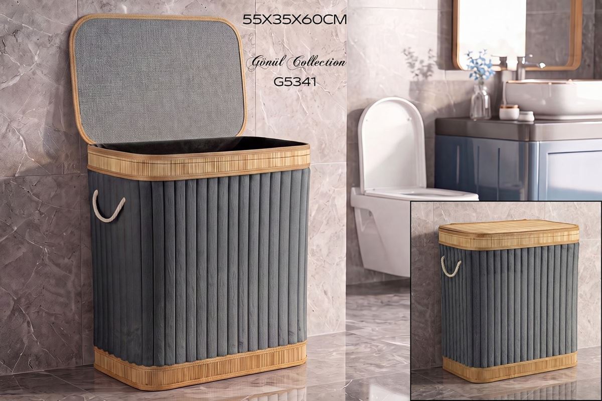 BAMBU ÇAMAŞIR SEPETİ 52X32X60CM resmi