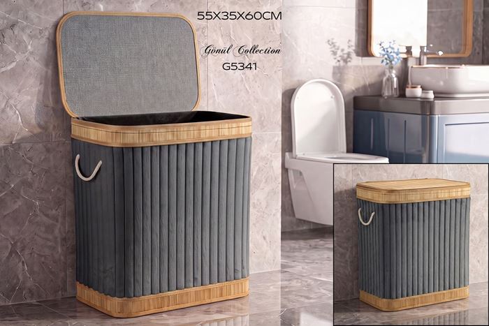 BAMBU ÇAMAŞIR SEPETİ 52X32X60CM resmi