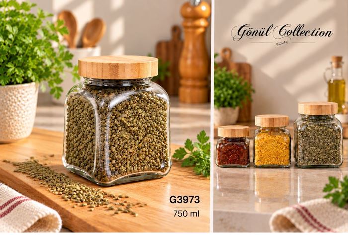 BAMBU KAPAKLI CAM KAVANOZ 750 ML resmi