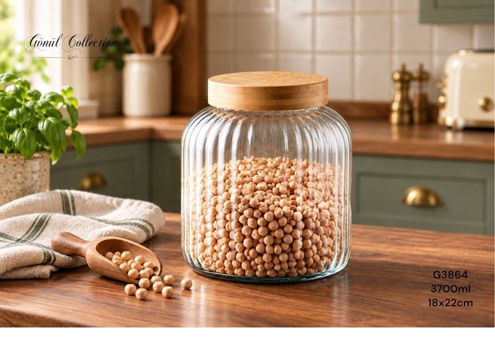 BAMBU KAPAKLI CAM KAVANOZ 3700ML resmi