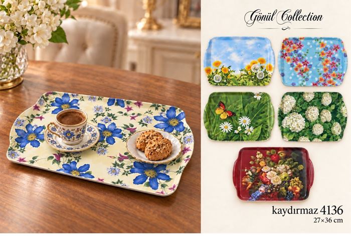 MELAMİN KAYDIRMAZ TEPSİ 36X27CM resmi