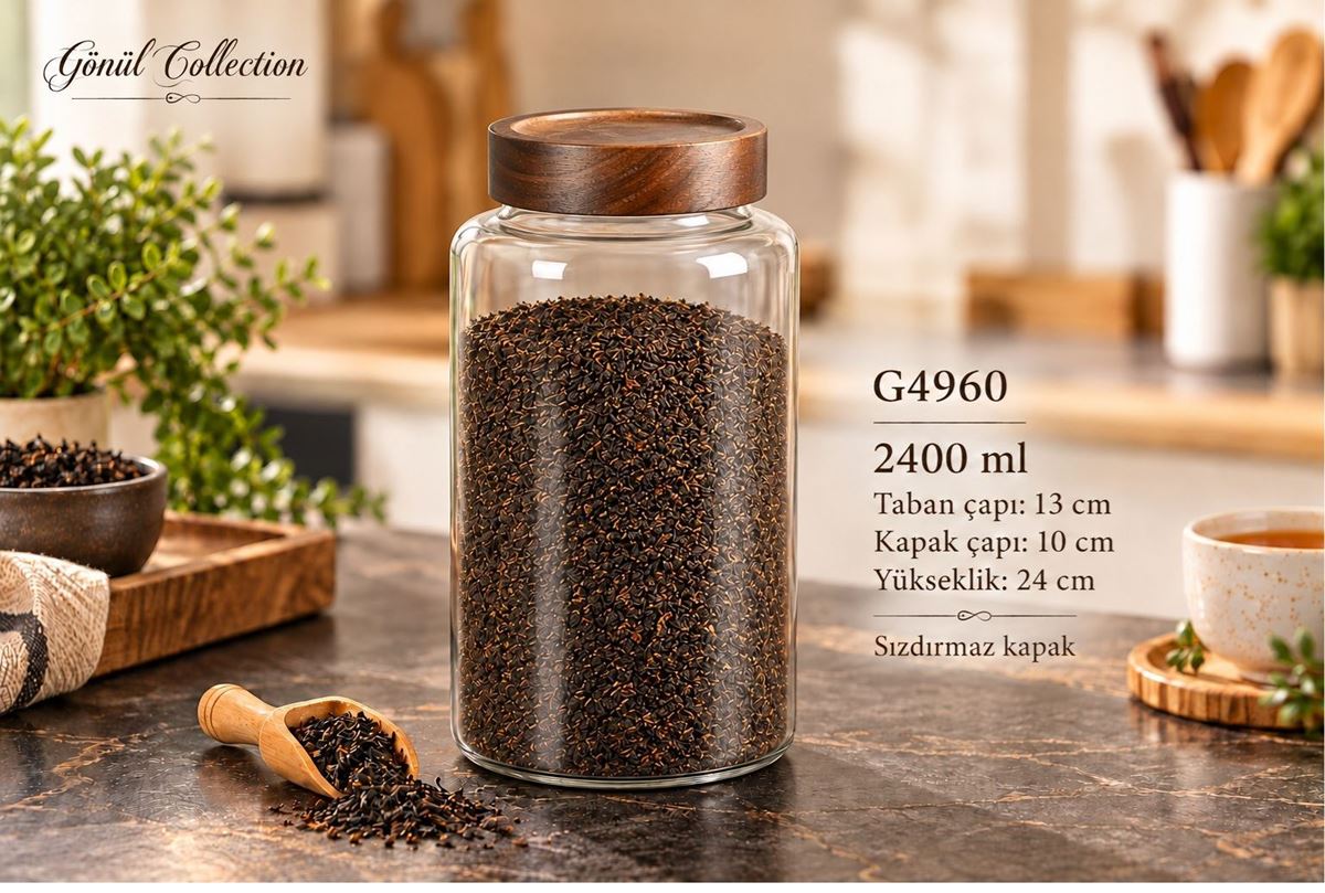 BAMBU KAPAKLI CAM KAVANOZ 13X23 resmi