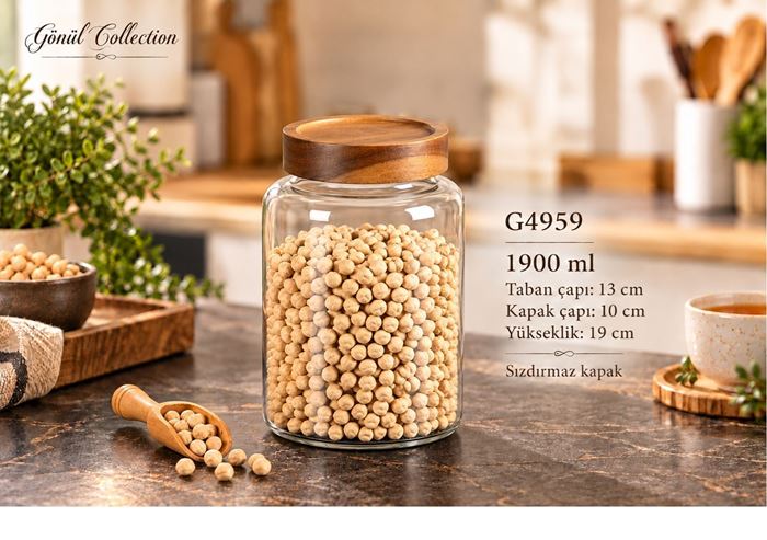 BAMBU KAPAKLI CAM KAVANOZ 13X18 resmi